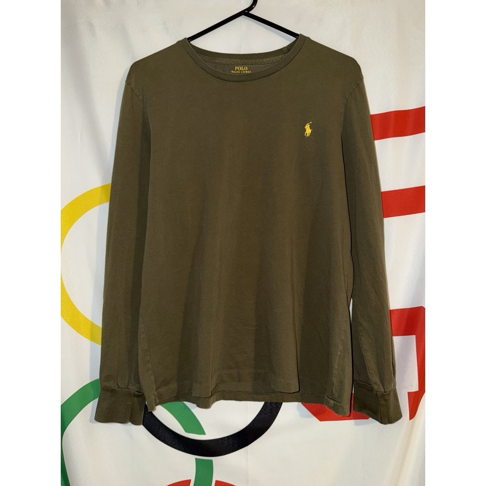 Polo Ralph Lauren T Shirt Mens Large Green Long Sleeve Pocket Tee